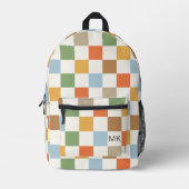 Initialen der niedlichen farbigen Checkerboard-Mon Bedruckter Rucksack (Vorderseite)
