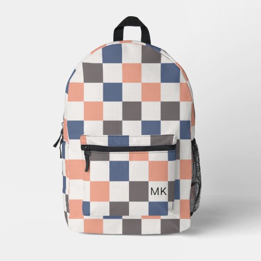 Initialen der niedlichen Girly Checkerboard Monogr Bedruckter Rucksack (Vorderseite)