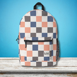 Initialen der niedlichen Girly Checkerboard Monogr Bedruckter Rucksack