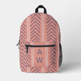 Initialen der niedlichen rosa pfirsichfarbenen geo bedruckter rucksack