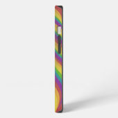Initialen der Retro Wavy Rainbow Lines Monogram iPhone Hülle (Linke Seite)