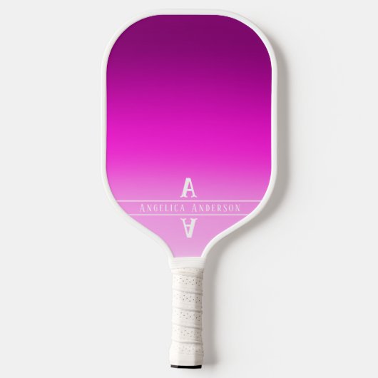 Initialen der rosa glühenden Monogramm Pickleball Schläger (Rückseite)