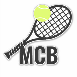 Initialen der Tennis-Ball-Racket-Monogram Aufkleber
