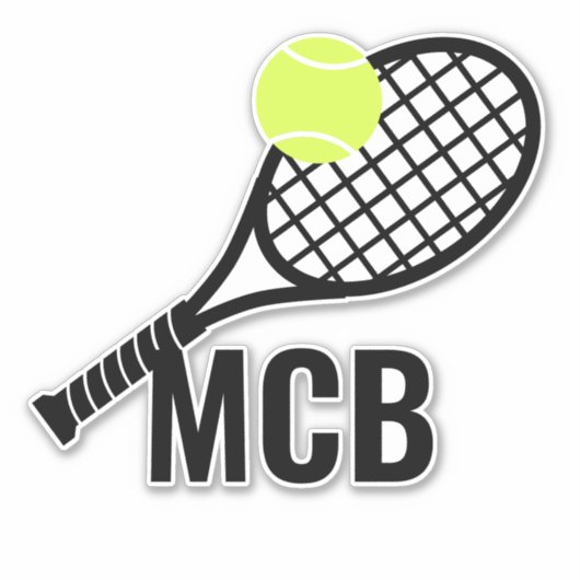 Initialen der Tennis-Ball-Racket-Monogram Aufkleber (Vorderseite)