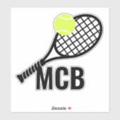 Initialen der Tennis-Ball-Racket-Monogram Aufkleber (Blatt)