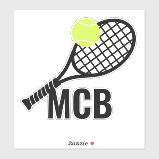Initialen der Tennis-Ball-Racket-Monogram Aufkleber (Blatt)