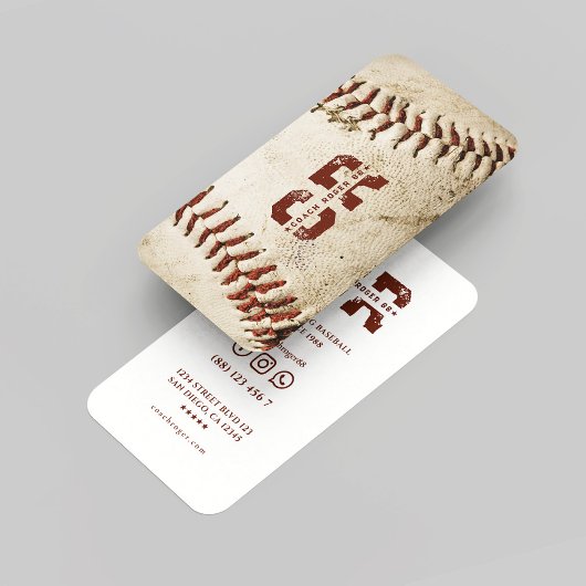 Initialen des Baseball Coach Rustic Baseball Monog Visitenkarte