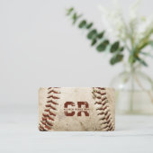Initialen des Baseball Coach Rustic Baseball Monog Visitenkarte (Stehend Vorderseite)