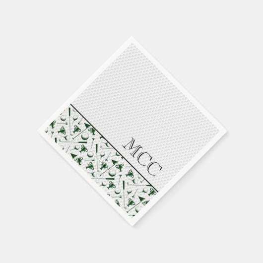 Initialen des Green White Golf Ball Monogram Serviette (Ecke)