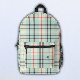 Initialen des hellblauen Karierten Tartan-Karos Mo Bedruckter Rucksack