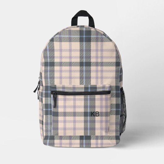 Initialen des Karierten Tartan Karo Monogramms für Bedruckter Rucksack (Vorderseite)
