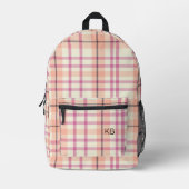 Initialen des Karierten Tartan-Karos mit rosa Pfir Bedruckter Rucksack (Vorderseite)