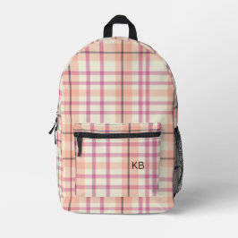 Initialen des Karierten Tartan-Karos mit rosa Pfir Bedruckter Rucksack