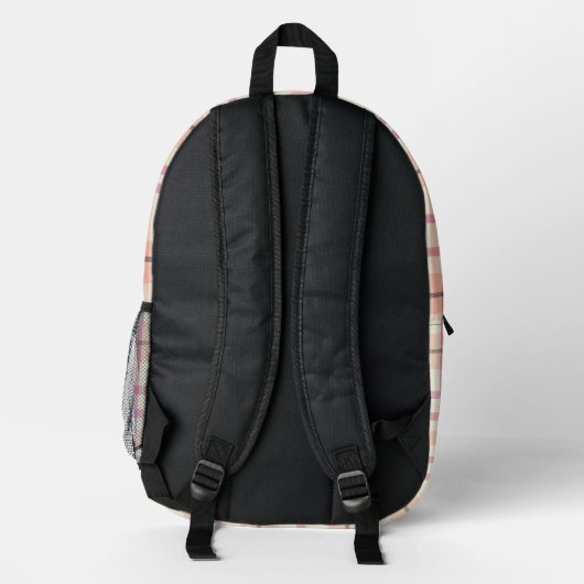 Initialen des Karierten Tartan-Karos mit rosa Pfir Bedruckter Rucksack (Rückseite)