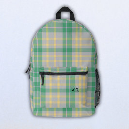 Initialen des lila Karierten Tartan-Karos Monogram Bedruckter Rucksack