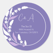 Initialen des lila Leafy Circle Runder Aufkleber (Vorderseite)