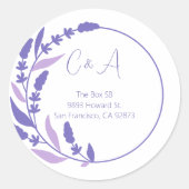 Initialen des lila Leafy Circle Runder Aufkleber (Vorderseite)