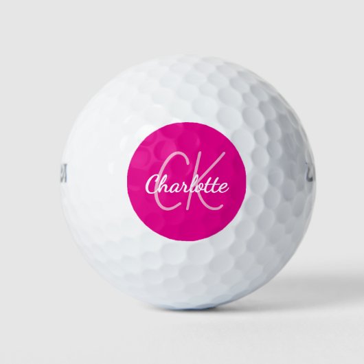 Initialen des Monogrammes mit heißen rosa Namen Golfball (Vorderseite)