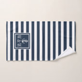 Initialen des Navy Blue Stripe Nautical Anchor Mon Badhandtuch Set (Handtuch)