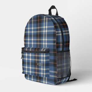 Initialen des neutralen blauen Karierten Karos Bedruckter Rucksack