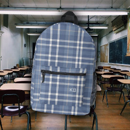 Initialen des niedlichen blauen Karierten Tartan-K Bedruckter Rucksack