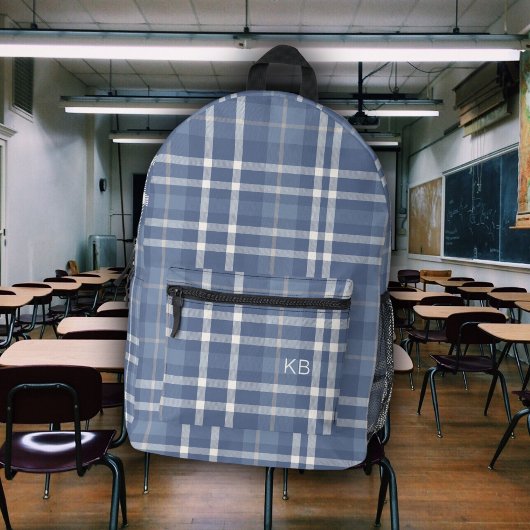 Initialen des niedlichen blauen Karierten Tartan-K Bedruckter Rucksack