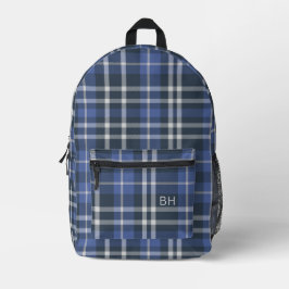 Initialen des niedlichen blauen Karierten Tartan-K Bedruckter Rucksack