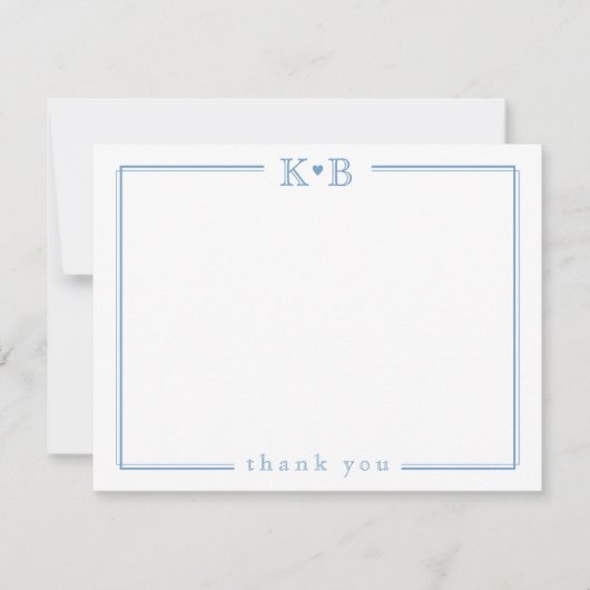 Initialen des Paares Neuvermählte Monogramm Danke Mitteilungskarte (Vorderseite)