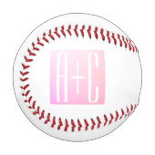Initialen des Paares | Subtile Pink Gradation Baseball (Vorderseite Links)