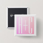 Initialen des Paares | Subtile Pink Gradation Button (Vorne & Hinten)