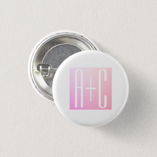 Initialen des Paares | Subtile Pink Gradation Button (Vorne & Hinten)