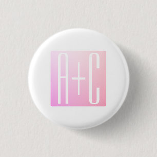 Initialen des Paares Subtile Pink Gradation Button