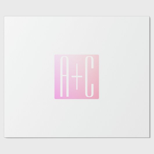 Initialen des Paares | Subtile Pink Gradation Geschenkpapier (Flach)