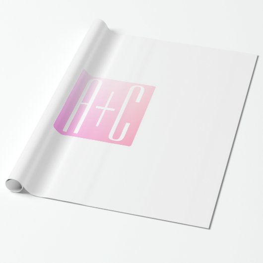 Initialen des Paares | Subtile Pink Gradation Geschenkpapier (Ungerollt)