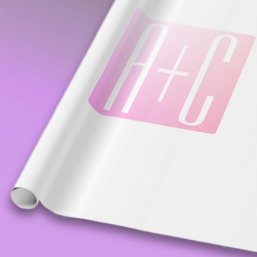 Initialen des Paares | Subtile Pink Gradation Geschenkpapier