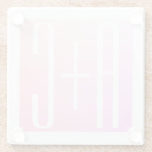 Initialen des Paares | Subtile Pink Gradation Glasuntersetzer (Rückseite)