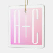 Initialen des Paares | Subtile Pink Gradation Keramikornament (Links)