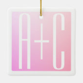 Initialen des Paares | Subtile Pink Gradation Keramikornament (Rückseite)