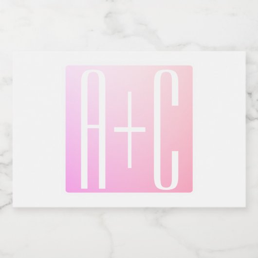 Initialen des Paares | Subtile Pink Gradation Lebensmitteletikett (Einzelnes Label)