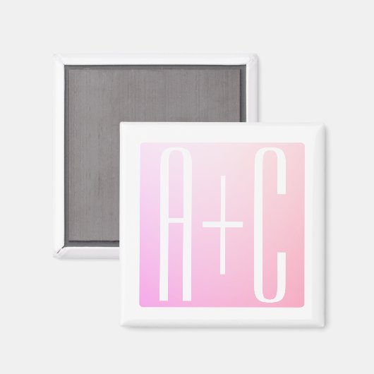 Initialen des Paares | Subtile Pink Gradation Magnet (Vorderseite/Rückseite)