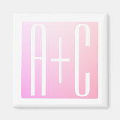 Initialen des Paares | Subtile Pink Gradation Magnet (Vorne)