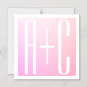 Initialen des Paares | Subtile Pink Gradation Magneteinladung (Vorderseite)