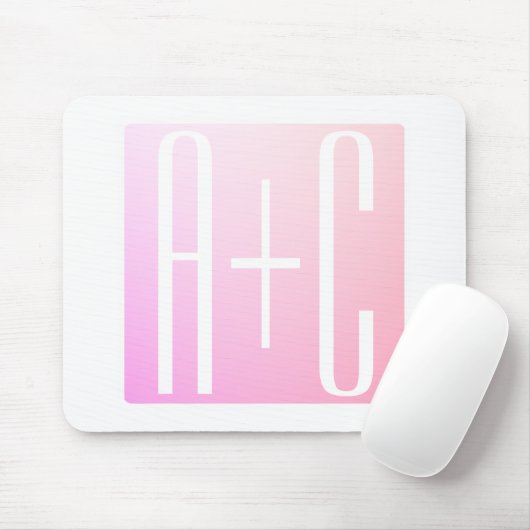 Initialen des Paares | Subtile Pink Gradation Mousepad (Mit Mouse)