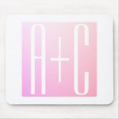 Initialen des Paares | Subtile Pink Gradation Mousepad (Vorne)