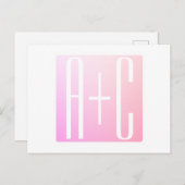 Initialen des Paares | Subtile Pink Gradation Postkarte (Vorne/Hinten)