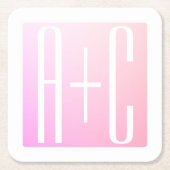 Initialen des Paares | Subtile Pink Gradation Rechteckiger Pappuntersetzer (Vorderseite)