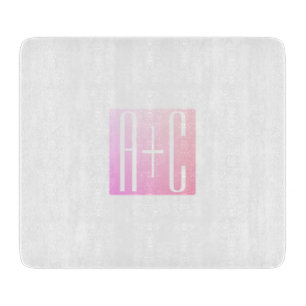 Initialen des Paares Subtile Pink Gradation Schneidebrett