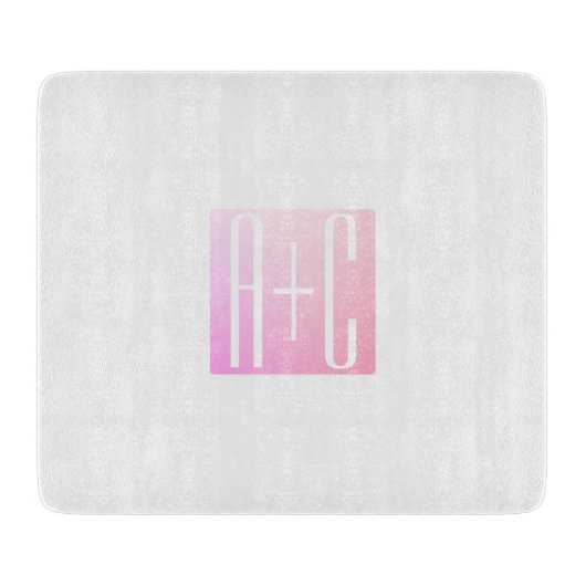Initialen des Paares | Subtile Pink Gradation Schneidebrett (Vorderseite)