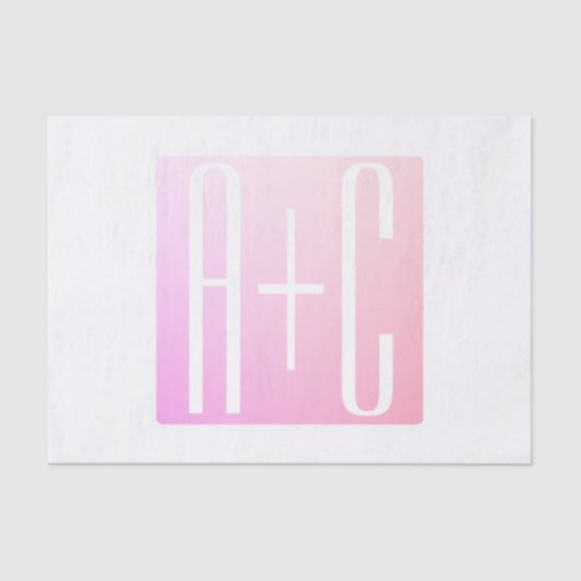 Initialen des Paares | Subtile Pink Gradation Seidenpapier (Vorderseite)