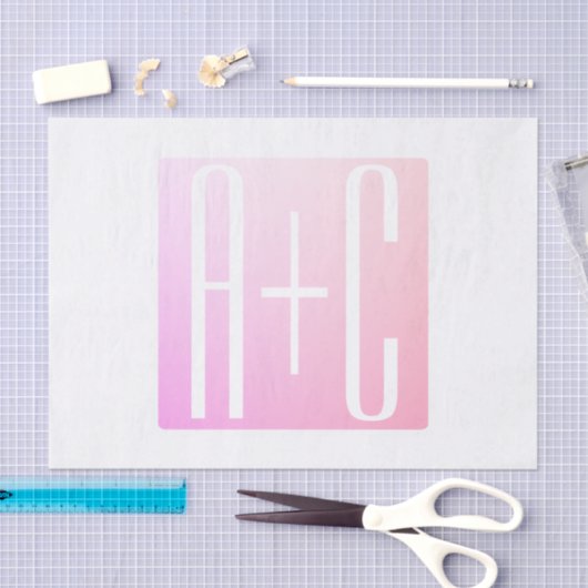 Initialen des Paares | Subtile Pink Gradation Seidenpapier (Handwerk)